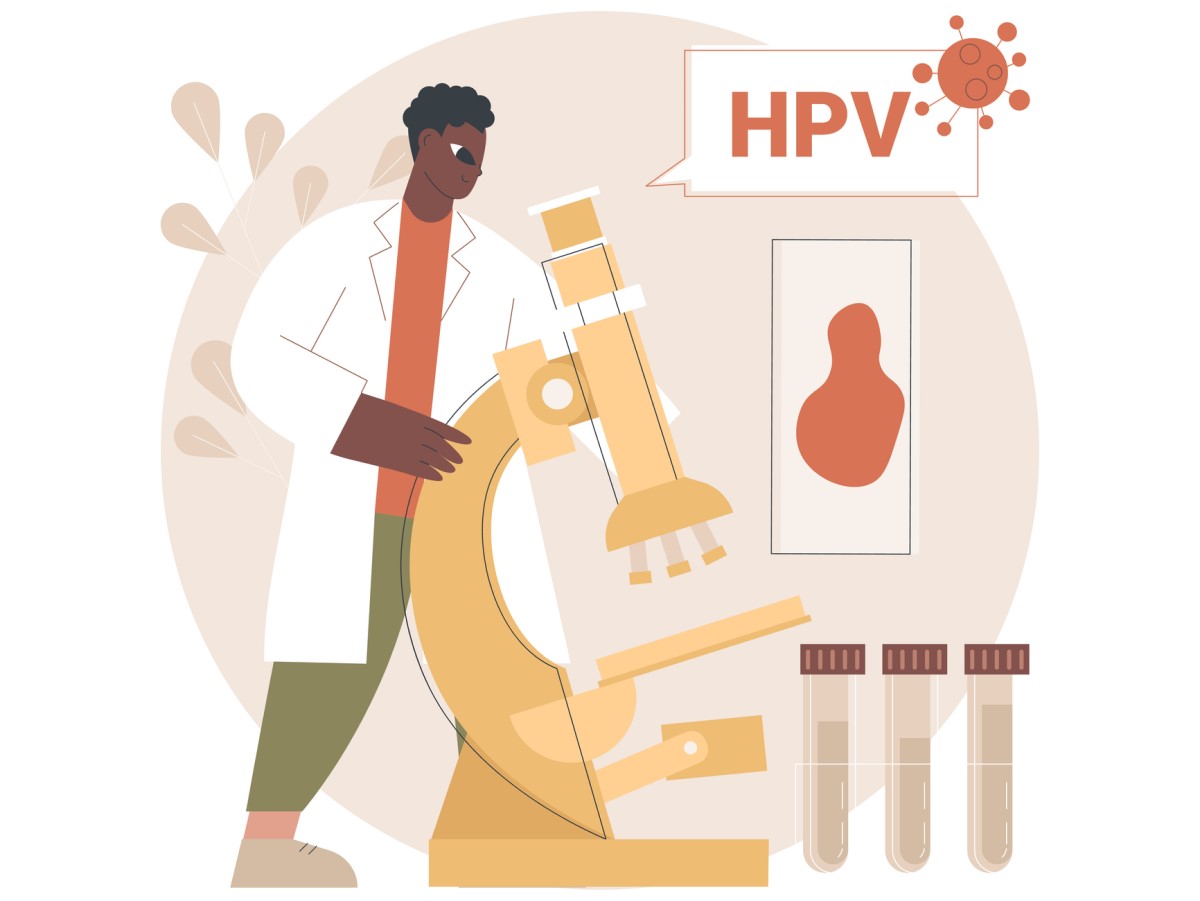 Animacja HPV z mikroskopem i badaniami