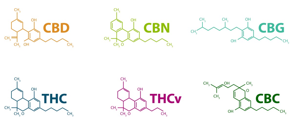 Znane kannabinoidy - źródło: Getty Images Kannabinoidy - wzory chemiczne